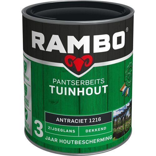 Rambo Pantserbeits Tuinhout Zijdeglans Dekkend - 750 ml Antraciet Rambo Pantserbeits Tuinhout Zijdeglans Dekkend - 750 ml Antraciet