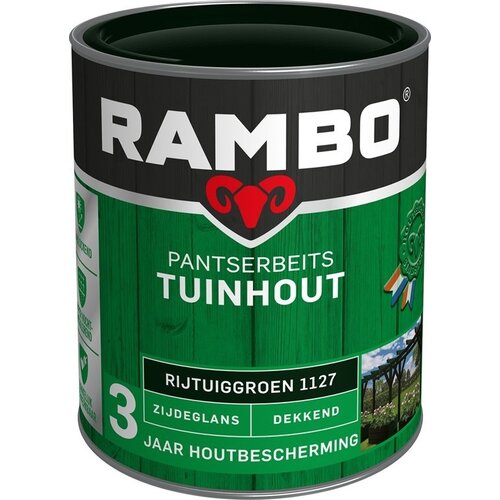 Rambo Pantserbeits Tuinhout Zijdeglans Dekkend - 750 ml Rijtuiggroen