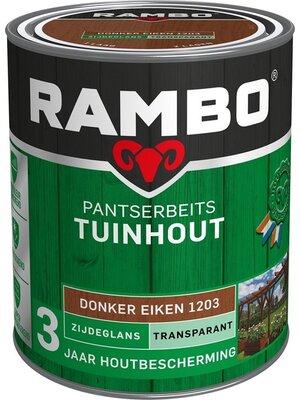 Rambo Pantserbeits Tuinhout Zijdeglans Transparant - 750 ml Donker eiken