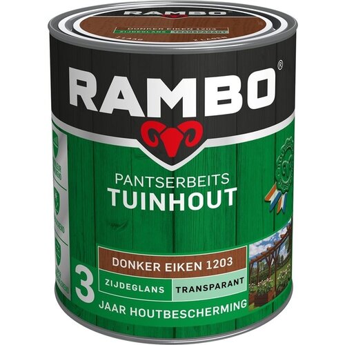 Rambo Pantserbeits Tuinhout Zijdeglans Transparant - 750 ml Donker eiken Rambo Pantserbeits Tuinhout Zijdeglans Transparant - 750 ml Donker eiken