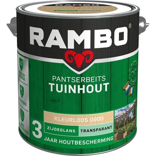 Rambo Pantserbeits Tuinhout Zijdeglans Transparant - Blank Rambo Pantserbeits Tuinhout Zijdeglans Transparant - Blank