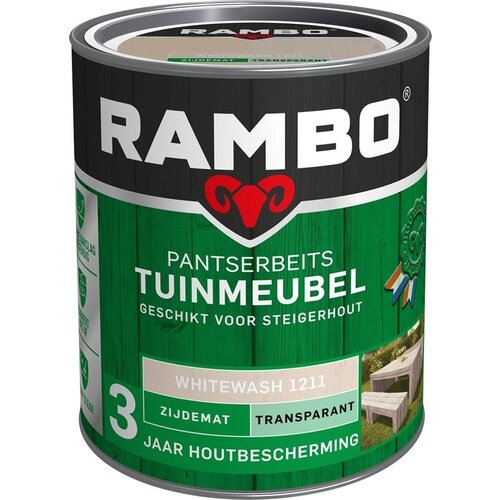 Rambo Pantserbeits Tuinmeubel Zijdemat Transparant - 750 ml Whitewash Rambo Pantserbeits Tuinmeubel Zijdemat Transparant - 750 ml Whitewash