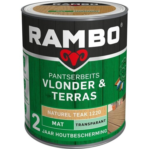 Rambo Pantserbeits Vlonder & Terras Mat Transparant - 1 liter Naturel teak