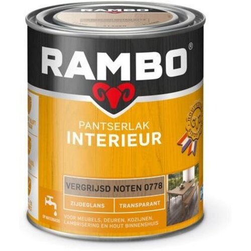Rambo Pantserlak Interieur Transparant Zijdeglans - Vergrijsd noten Rambo Pantserlak Interieur Transparant Zijdeglans - Vergrijsd noten