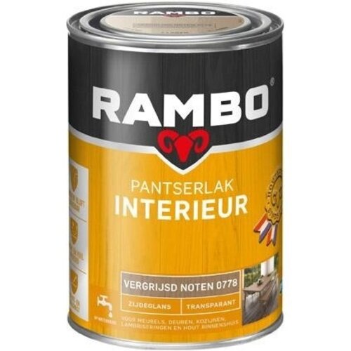 Rambo Pantserlak Interieur Transparant Zijdeglans - Vergrijsd noten Rambo Pantserlak Interieur Transparant Zijdeglans - Vergrijsd noten