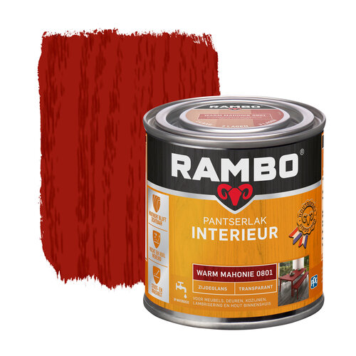 Rambo Pantserlak Interieur Transparant Zijdeglans - Warm mahonie