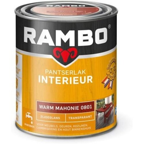 Rambo Pantserlak Interieur Transparant Zijdeglans - Warm mahonie