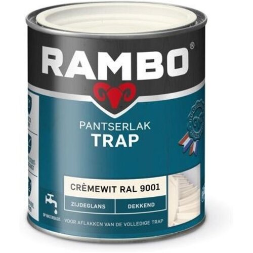 Rambo Pantserlak Trap Dekkend Zijdeglans - Cremewit Ral 9001 Rambo Pantserlak Trap Dekkend Zijdeglans - Cremewit Ral 9001