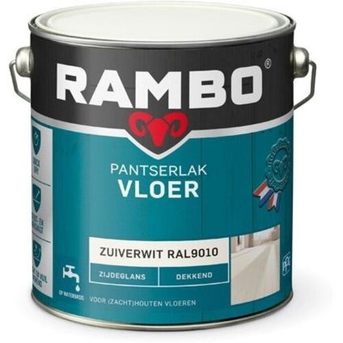 Rambo Pantserlak Vloer Dekkend Zijdeglans - Zuiverwit Ral 9010 Rambo Pantserlak Vloer Dekkend Zijdeglans - Zuiverwit Ral 9010