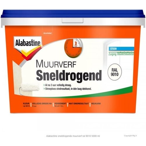 Alabastine Sneldrogende Muurverf - RAL 9010 Alabastine Sneldrogende Muurverf - RAL 9010