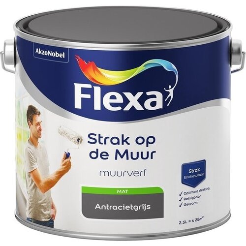 Flexa Strak op de Muur Muurverf - Mat - 2,5 liter - Antraciet