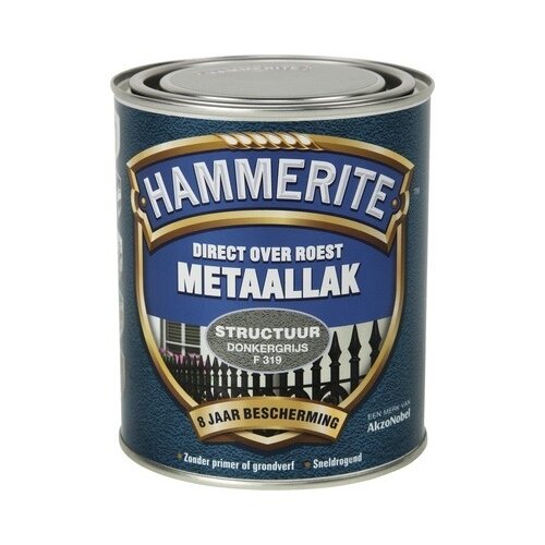 Hammerite Metaallak Direct over Roest Structuur - F319 Donkergrijs