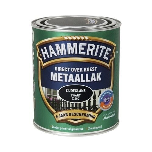 Hammerite Metaallak Direct over Roest Zijdeglans - Z260 Zwart