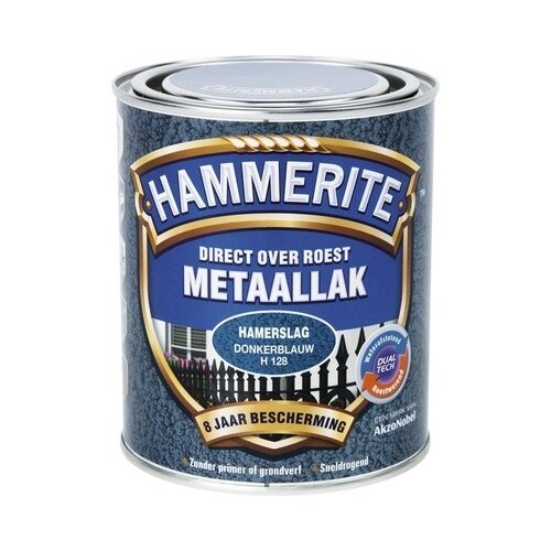 Hammerite Metaallak Direct over Roest Hamerslag - H128 Donkerblauw Hammerite Metaallak Direct over Roest Hamerslag - H128 Donkerblauw