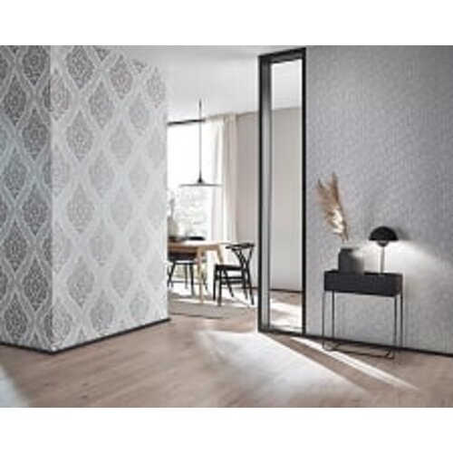 Dutch Wallcoverings Behang Carat Deluxe Medaillon Wit/Zilver 10060-14