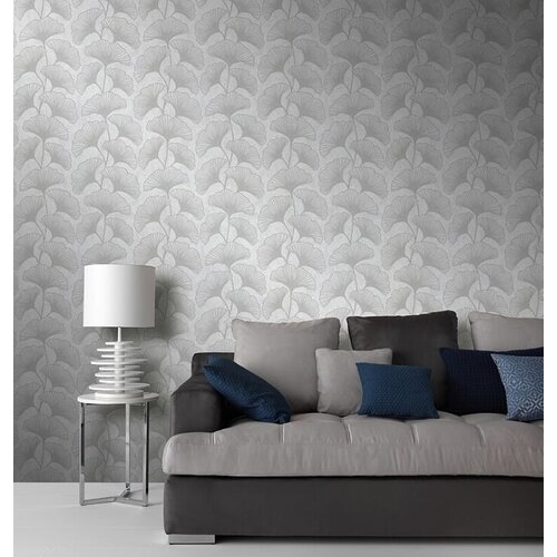 Dutch Wallcoverings Behang Carat Deluxe Bloem Wit/Grijs 10064-31 Dutch Wallcoverings Behang Carat Deluxe Bloem Wit/Grijs 10064-31