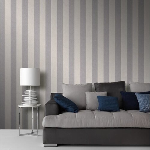 Dutch Wallcoverings Behang Carat Deluxe Streep Beige/Zilver 10077-02 Dutch Wallcoverings Behang Carat Deluxe Streep Beige/Zilver 10077-02