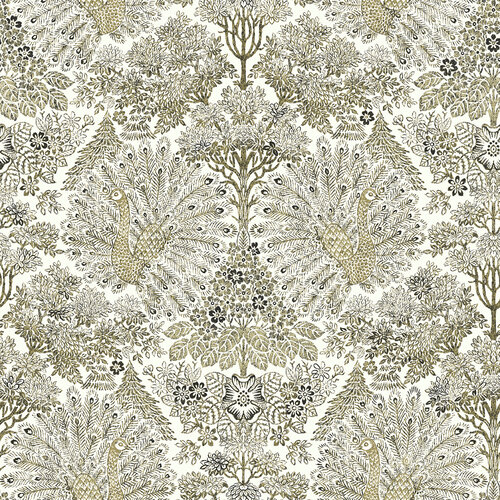 Dutch Wallcoverings Behang Escapade Pauw Beige/Goud A222-02 Dutch Wallcoverings Behang Escapade Pauw Beige/Goud A222-02