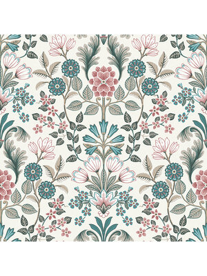Dutch Wallcoverings Behang Escapade Bloem Beige/Groen/Rood A414-10