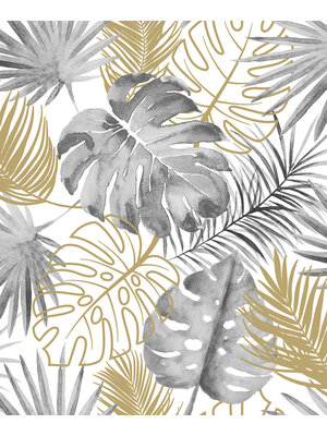 Dutch Wallcoverings Behang Escapade Palmbladeren Zwart/Goud L604-09
