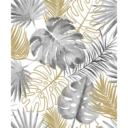 Dutch Wallcoverings Behang Escapade Palmbladeren Zwart/Goud L604-09 Dutch Wallcoverings Behang Escapade Palmbladeren Zwart/Goud L604-09