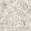Dutch Wallcoverings Behang Escapade Toekan/Papegaai Wit/Zilver L707-09 Dutch Wallcoverings Behang Escapade Toekan/Papegaai Wit/Zilver L707-09