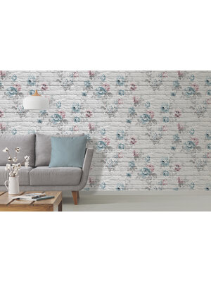 Dutch Wallcoverings Behang Escapade Baksteen/Bloem Grijs L781-09