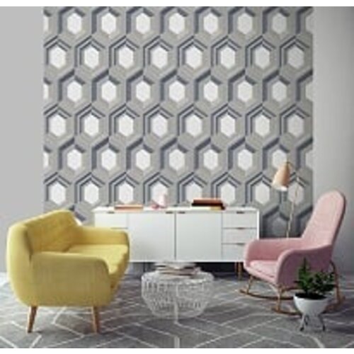 Dutch Wallcoverings Behang Galactik Retro Grijs/Blauw J407-08 Dutch Wallcoverings Behang Galactik Retro Grijs/Blauw J407-08