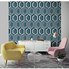 Dutch Wallcoverings Behang Galactik Retro Petrol/Grijs J407-11 Dutch Wallcoverings Behang Galactik Retro Petrol/Grijs J407-11