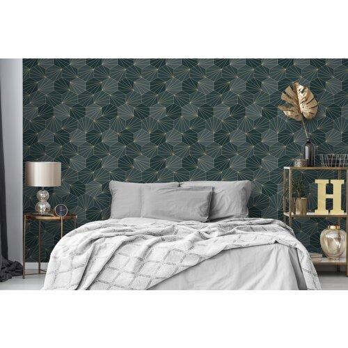 Dutch Wallcoverings Behang Galactik Dessin Groen/Goud L949-01