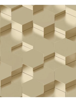 Dutch Wallcoverings Behang Galactik 3D Zeshoek Goud L970-02