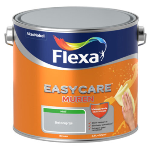 Flexa Easycare Muurverf Mat - Betongrijs - 2,5 liter Flexa Easycare Muurverf Mat - Betongrijs - 2,5 liter