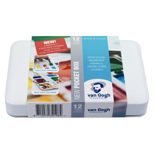 Van Gogh Aquarelverf Pocket Box Basic Colours - 12 kleuren - Halve Napjes Van Gogh Aquarelverf Pocket Box Basic Colours - 12 kleuren - Halve Napjes