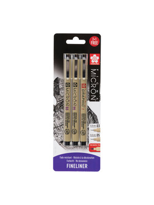 Sakura Pigma Micron Fineliners - set van 3 - 03, 05, Graphic 1 Sakura Pigma Micron Fineliners - set van 3 - 03, 05, Graphic 1