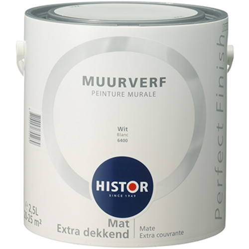 Histor Perfect Finish Muurverf Mat - Wit - 2,5 liter Histor Perfect Finish Muurverf Mat - Wit - 2,5 liter