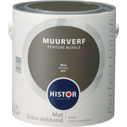 Histor Perfect Finish Muurverf Mat - Mus - 2,5 liter Histor Perfect Finish Muurverf Mat - Mus - 2,5 liter