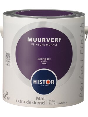 Histor Perfect Finish Muurverf Mat - Zwarte Bes - 2,5 liter