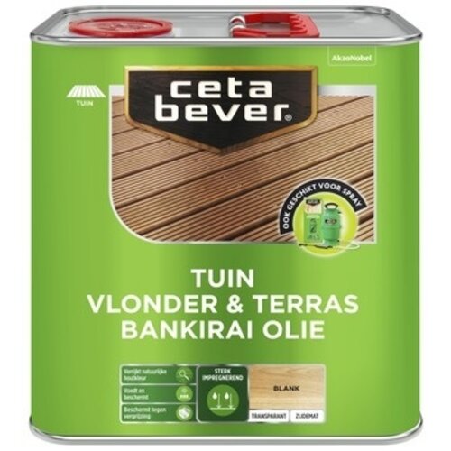 Cetabever Tuin Vlonder en Terras Bankirai Olie Transparant Zijdemat - Blank - 2,5 liter Cetabever Tuin Vlonder en Terras Bankirai Olie Transparant Zijdemat - Blank - 2,5 liter