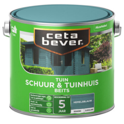 Cetabever Schuur en Tuinhuis Beits Dekkend Zijdeglans - Hemelsblauw - 2,5 liter Cetabever Schuur en Tuinhuis Beits Dekkend Zijdeglans - Hemelsblauw - 2,5 liter