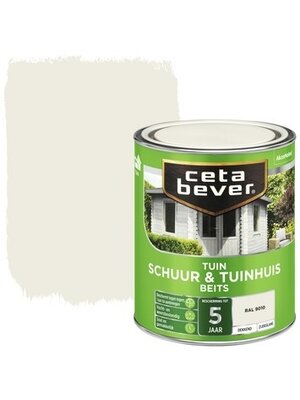 Cetabever Schuur en Tuinhuis Beits Dekkend Zijdeglans - RAL 9010 - 0,75 liter