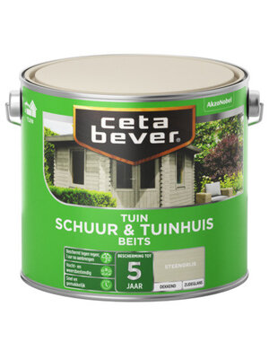 Cetabever Schuur en Tuinhuis Beits Dekkend Zijdeglans - Steengrijs - 2,5 liter