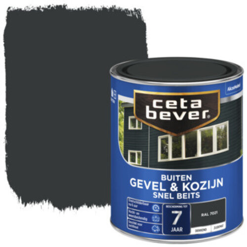 Cetabever Gevel en Kozijn Snel Beits Dekkend Zijdemat - RAL 7021 Cetabever Gevel en Kozijn Snel Beits Dekkend Zijdemat - RAL 7021
