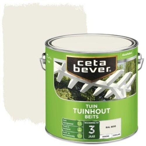 Cetabever Tuinhout Beits Dekkend Zijdeglans - RAL 9010 Cetabever Tuinhout Beits Dekkend Zijdeglans - RAL 9010