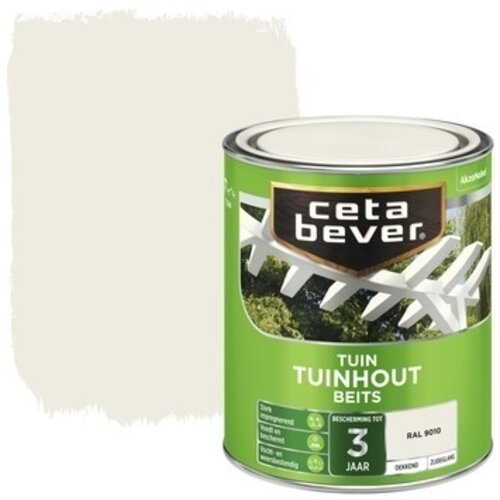 Cetabever Tuinhout Beits Dekkend Zijdeglans - RAL 9010 Cetabever Tuinhout Beits Dekkend Zijdeglans - RAL 9010