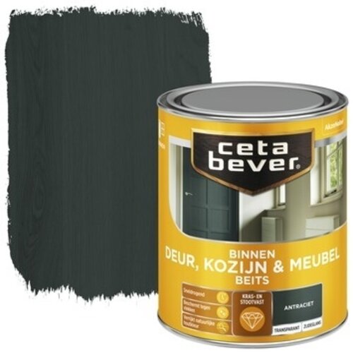Cetabever Binnenbeits Deur Kozijn en Meubel Transparant Zijdeglans - Antraciet Cetabever Binnenbeits Deur Kozijn en Meubel Transparant Zijdeglans - Antraciet