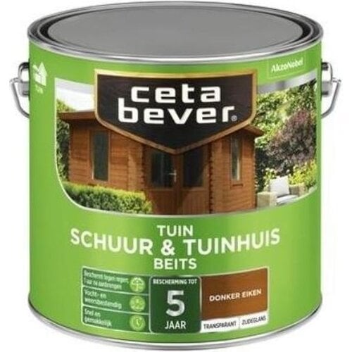 Cetabever Schuur en Tuinhuis Beits Transparant Zijdeglans - Donker Eiken