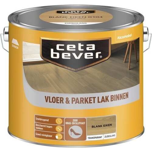 Cetabever Vloer en Parket Lak Binnen Transparant Zijdeglans - Blank Eiken - 2,5 liter