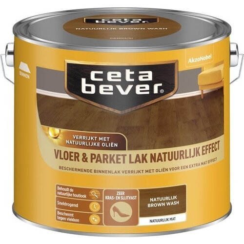 Cetabever Vloer en Parket Lak Natuurlijk Effect Mat - Brown Wash - 2,5 liter Cetabever Vloer en Parket Lak Natuurlijk Effect Mat - Brown Wash - 2,5 liter