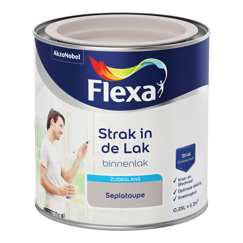 Flexa Strak in de Lak Binnenlak Zijdeglans - Sepiataupe Flexa Strak in de Lak Binnenlak Zijdeglans - Sepiataupe