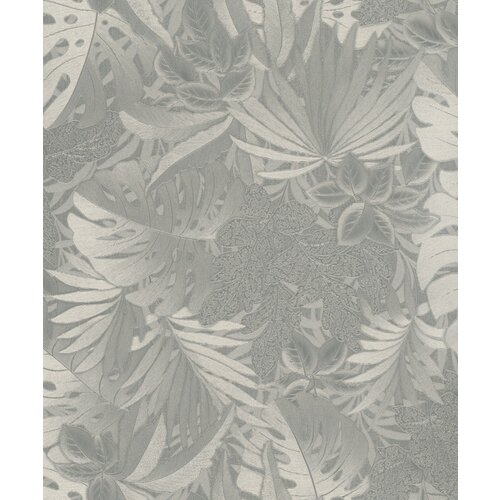 Noordwand Botanica Behang met grote bladeren in metallic goud-chrome 33302 Noordwand Botanica Behang met grote bladeren in metallic goud-chrome 33302